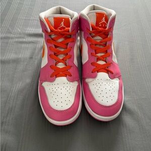 Nike Air Jordan 1 Pink and Orange Sneakers.